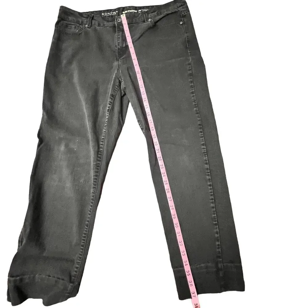 Z DRAFT - Sonoma Life & Style Black Slim Straight Jeans Size 16W - Picture 10 of 14